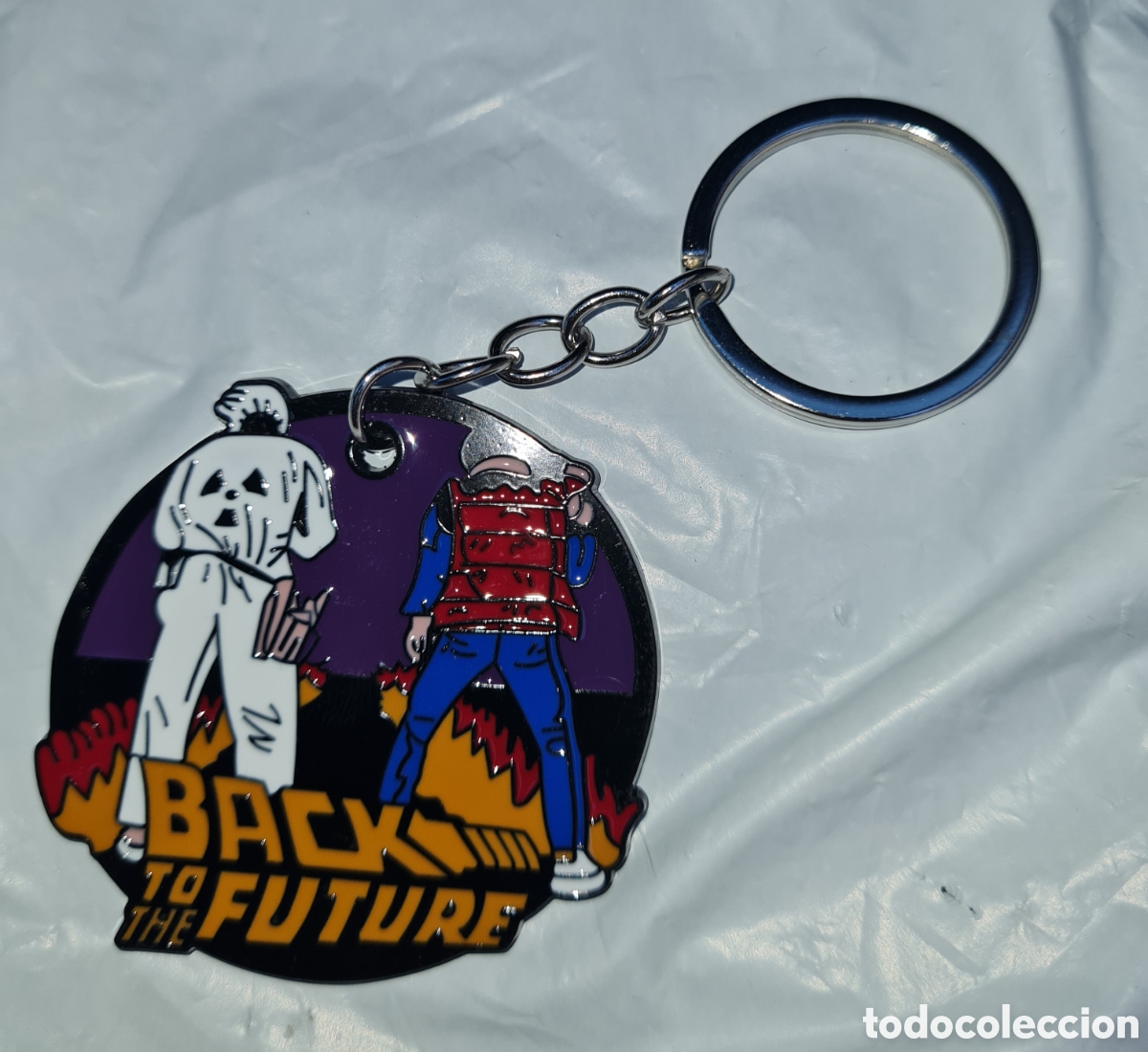 Coleccionismo de llaveros: Llavero met&aacute;lico regreso al futuro Delorean Doc y Marty