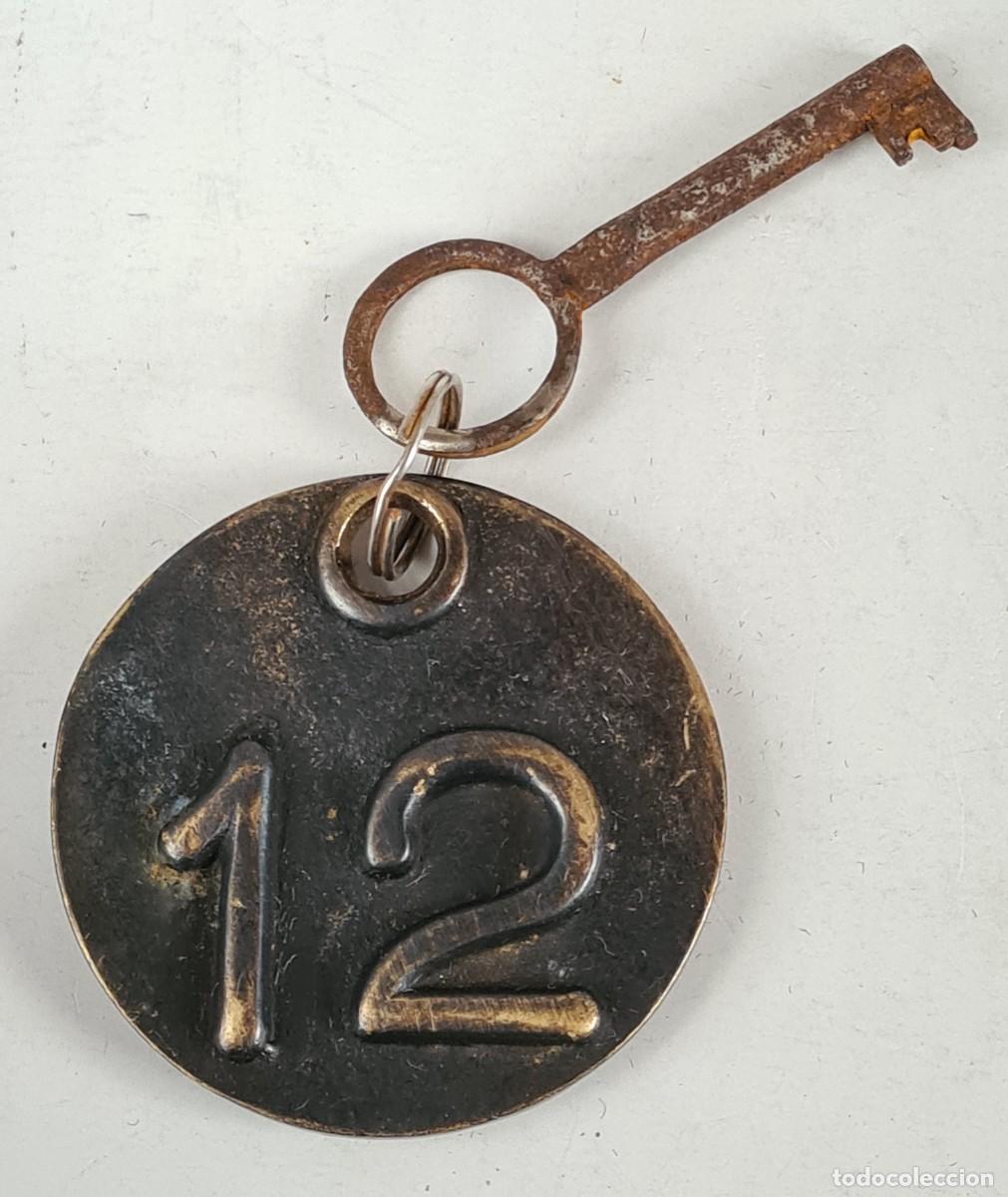Coleccionismo de llaveros: Llavero de Hotel con Llave - Habitaci&oacute;n n&uacute;m. 12 Doce - Decoraci&oacute;n Hostal Retro