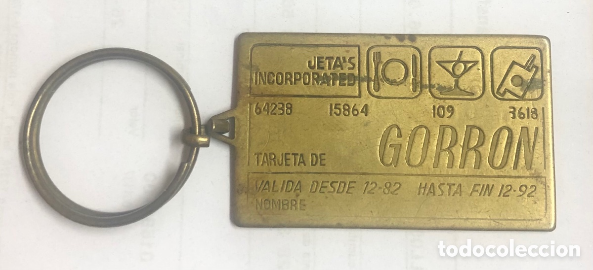 Coleccionismo de llaveros: LLAVERO EN CHAPA METALICO TARJETA DE GORRON