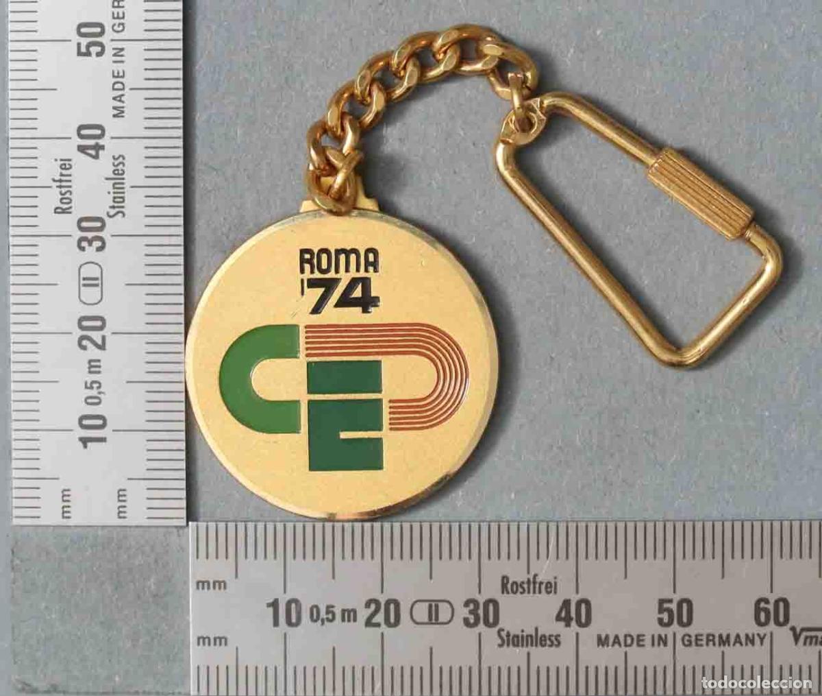 Colecionismo de porta-chaves: LLAVERO. ROMA 74&acute;. XI CAMPEONATI EUROPEO DI ATLETICA. BERTONI MILANO