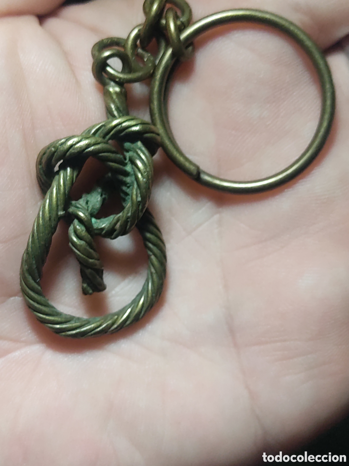 Sammlung von Schl&uuml;sselanh&auml;ngern: Llavero marinero,nudo de barco de bronce o lat&oacute;n.Vintage.