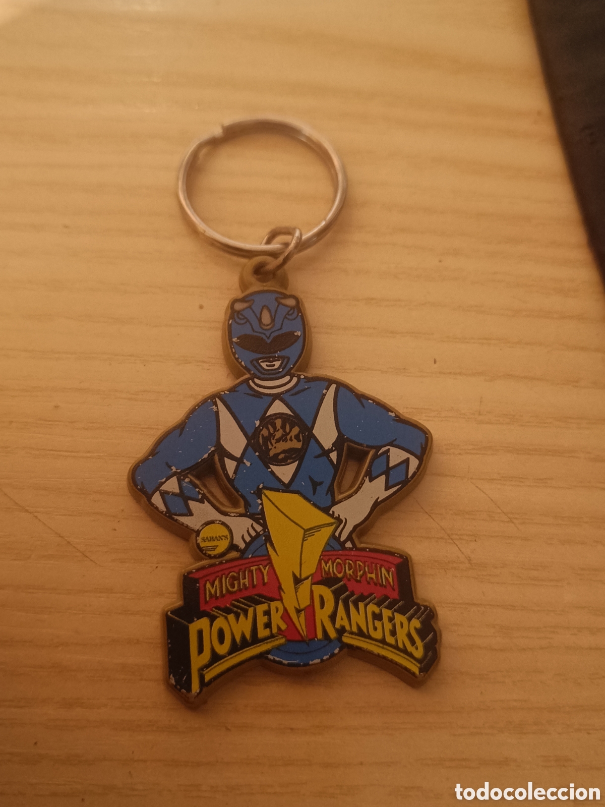 Coleccionismo de llaveros: Llavero Power Rangers Azul, Vintage, Saban 1994, en pl&aacute;stico r&iacute;gido,