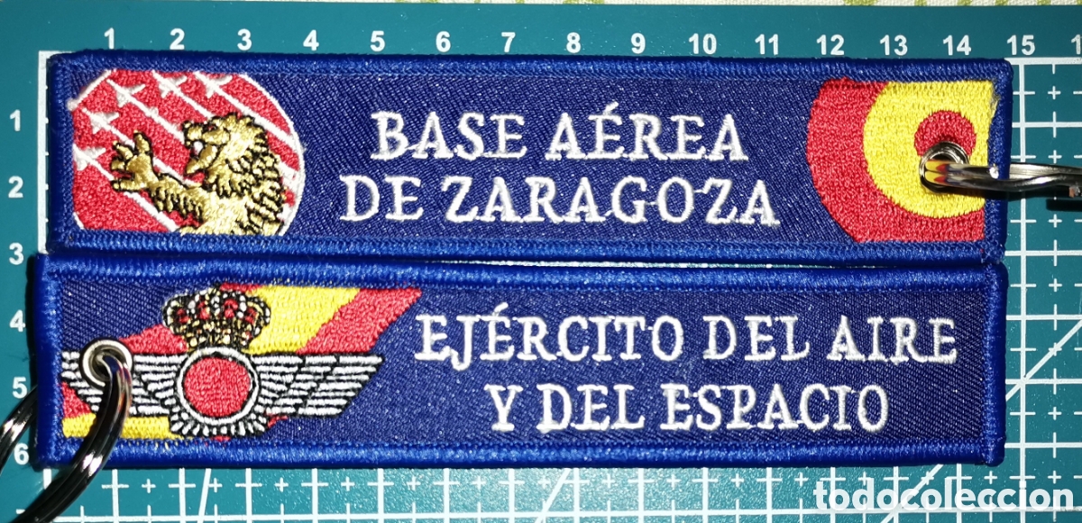 Coleccionismo de llaveros: Llavero bordado BASE A&Eacute;REA DE ZARAGOZA EJ&Eacute;RCITO DEL AIRE Y DEL ESPACIO Espa&ntilde;a