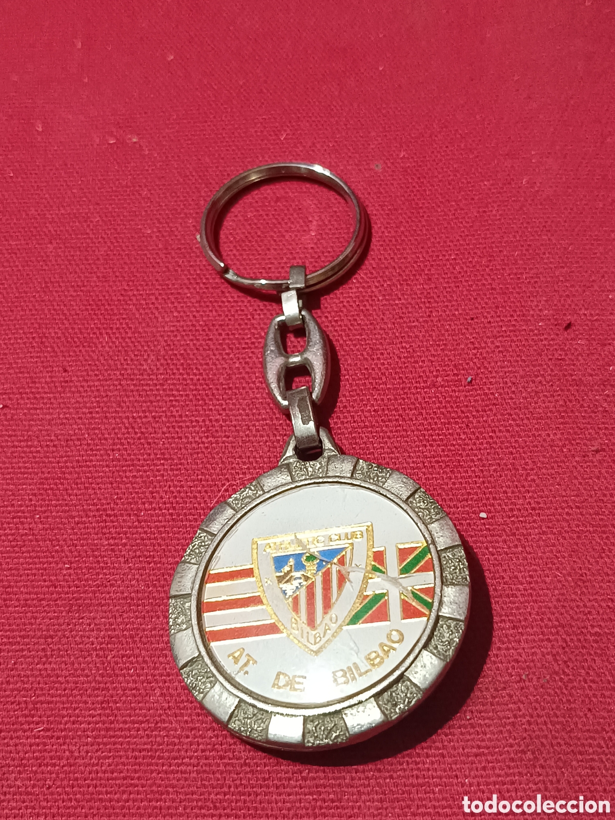 Coleccionismo de llaveros: Antiguo llavero de f&uacute;tbol Athletic Club Bilbao con bandera Euskelarria