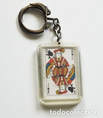 Colecionismo de porta-chaves: ANTIGUO LLAVERO PUBLICIDAD DE CARTAS B. P. GRIMAUD NAIPE CARTA VALET DE PICAS - MINIATURA CARTITA V