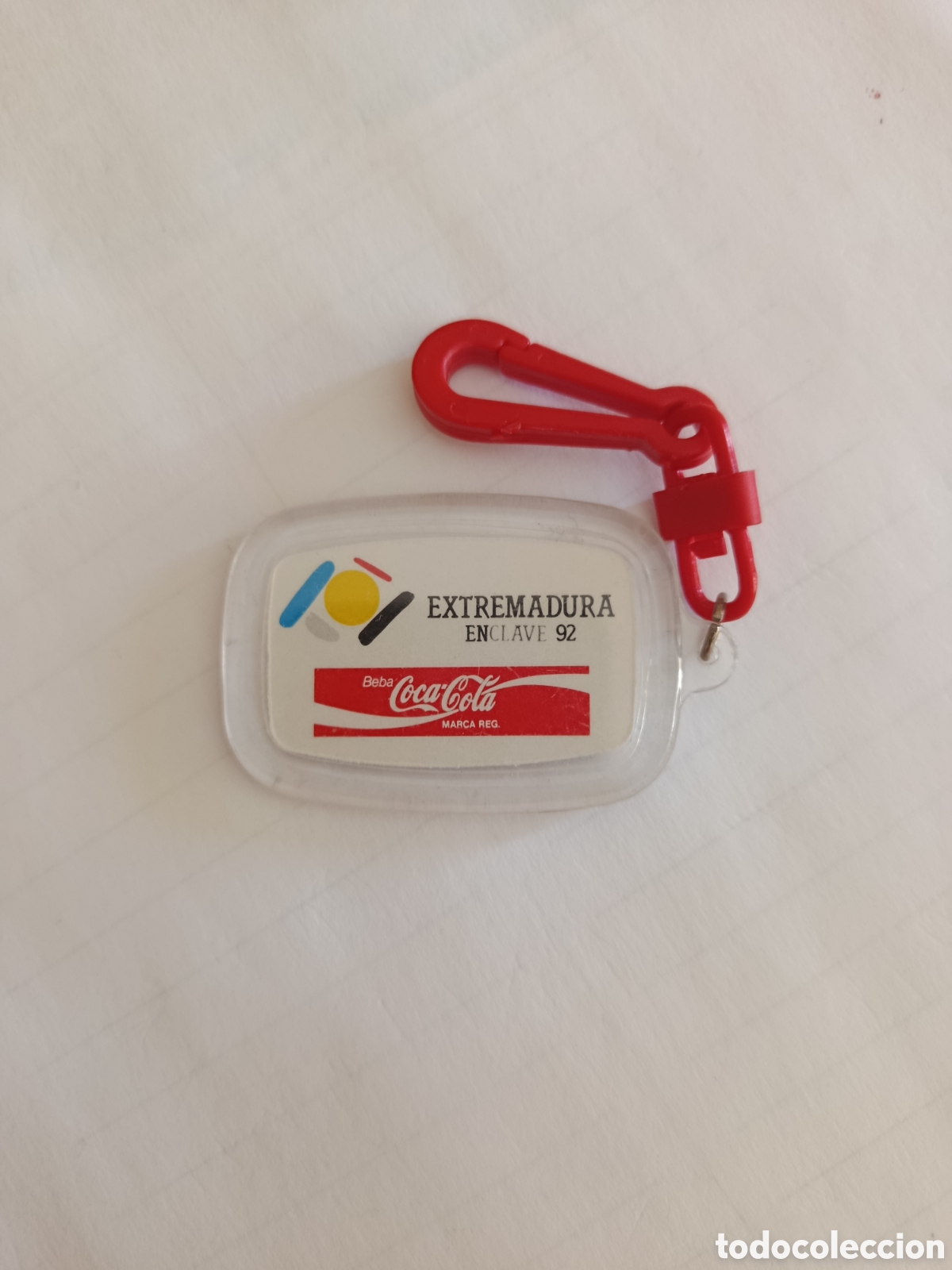 Coleccionismo de llaveros: Antiguo llavero Extremadura Enclave 92 con la publicidad de Coca Cola