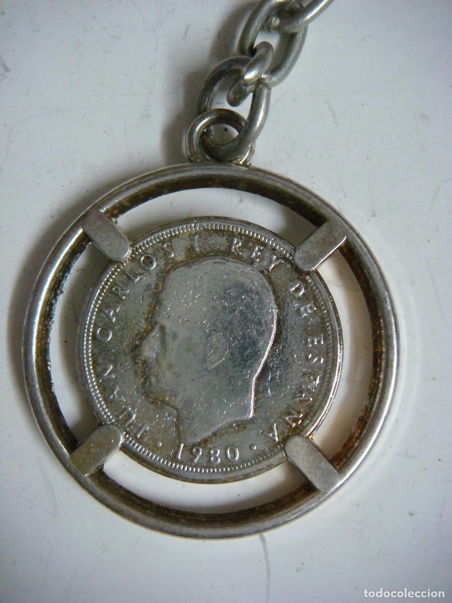 Coleccionismo de llaveros: LLAVERO REPRODUCION MONEDA 5 PESETAS DE JUAN CARLOS I MUNDIAL 82
