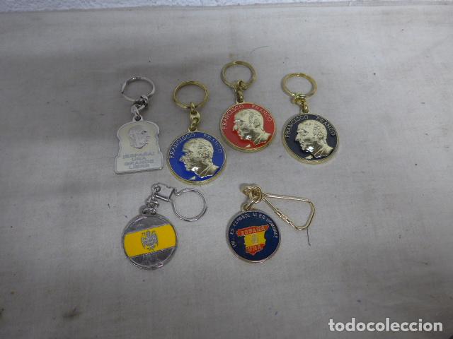 Coleccionismo de llaveros: Lote 6 antiguos llaveros patrioticos espa&ntilde;oles, franquistas, Francisco Franco. Transicion politica