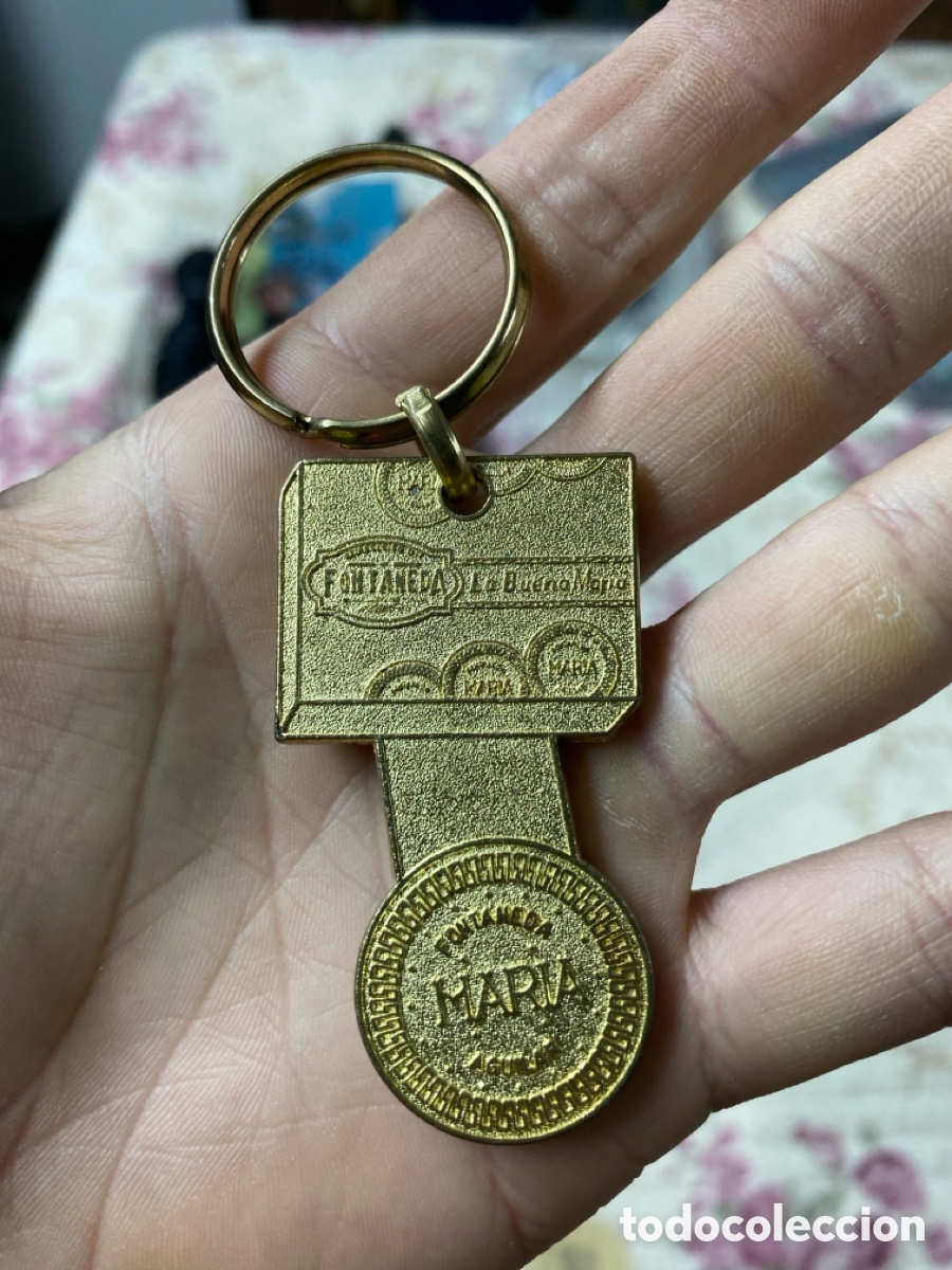 Coleccionismo de llaveros: Llavero vintage Fontaneda &ldquo;La Buena Mar&iacute;a&rdquo; &ndash; Desprendible para carros de supermercado