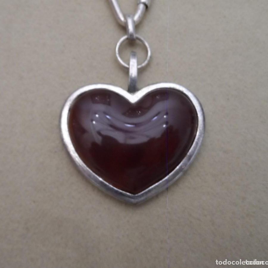 Collezionismo di Portachiavi: LLAVERO CON CORAZON DE ESMALTE MARRON - GRANATE. METAL PLATEADO
