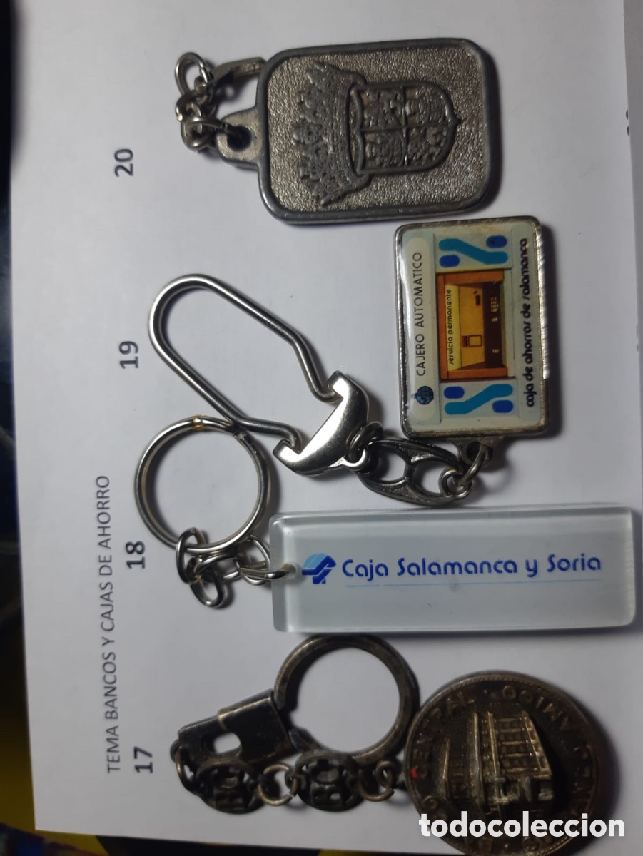 Sammlung von Schl&uuml;sselanh&auml;ngern: Llaveros antiguos cajas y bancos