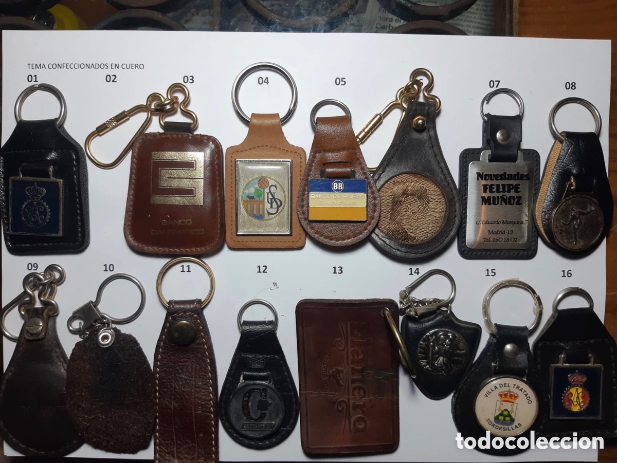 Sammlung von Schl&uuml;sselanh&auml;ngern: Llaveros antiguos cuero