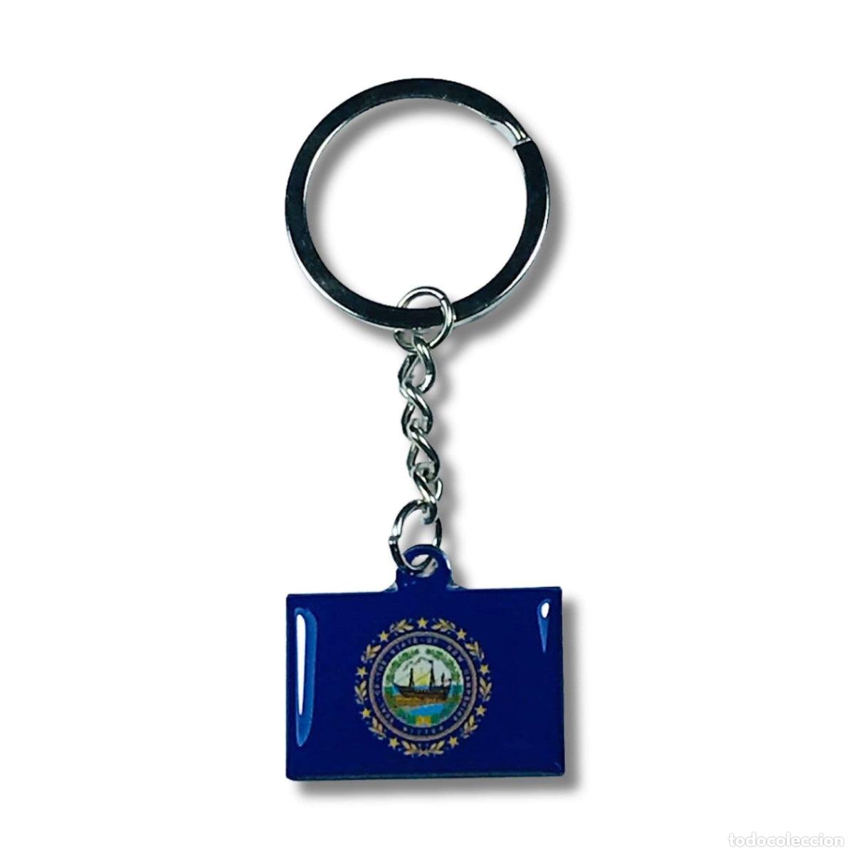 Colecionismo de porta-chaves: Llavero Metal - Bandera Estado New Hampshire - USA