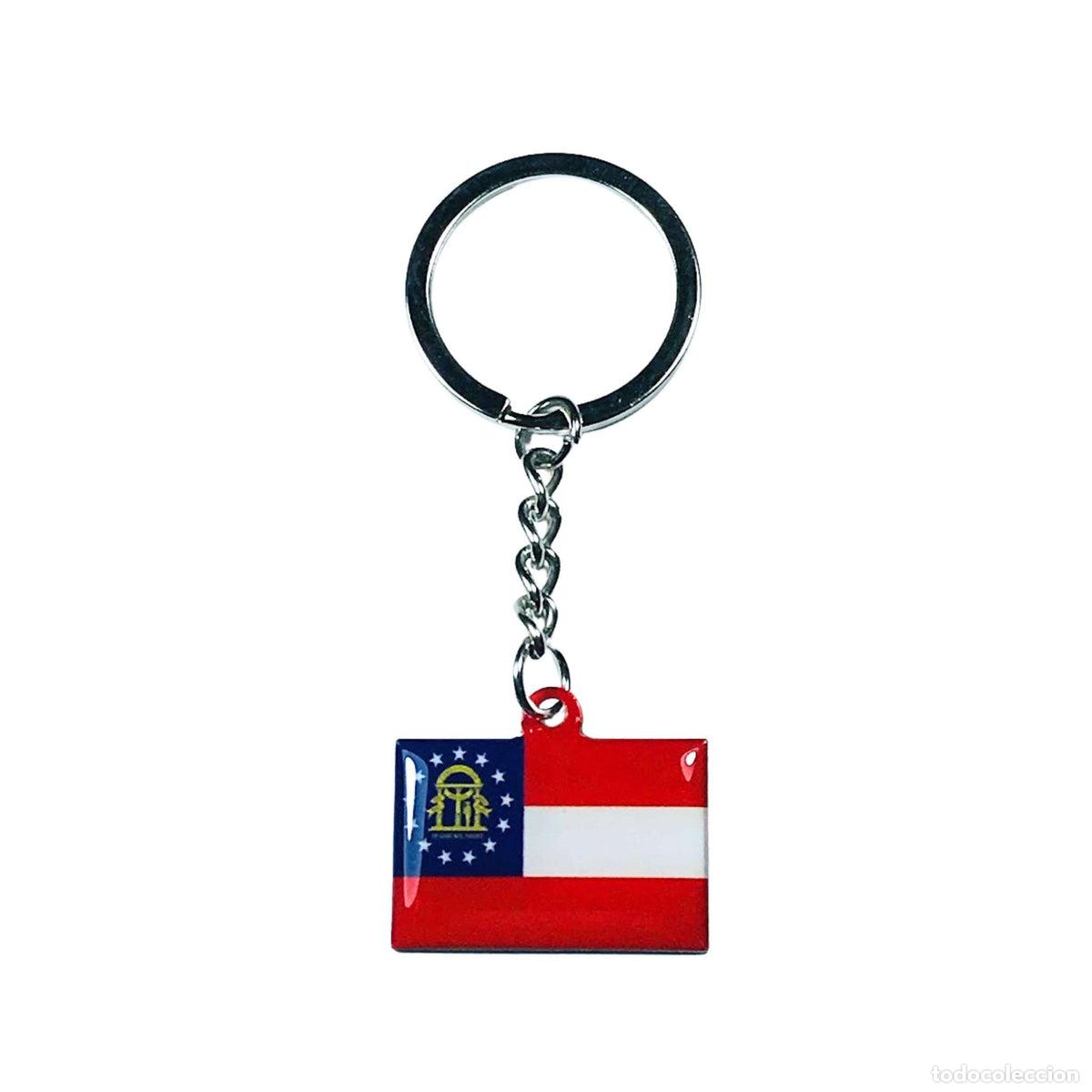 Collection of Keychains: Llavero Metal - Bandera Estado Georgia - USA