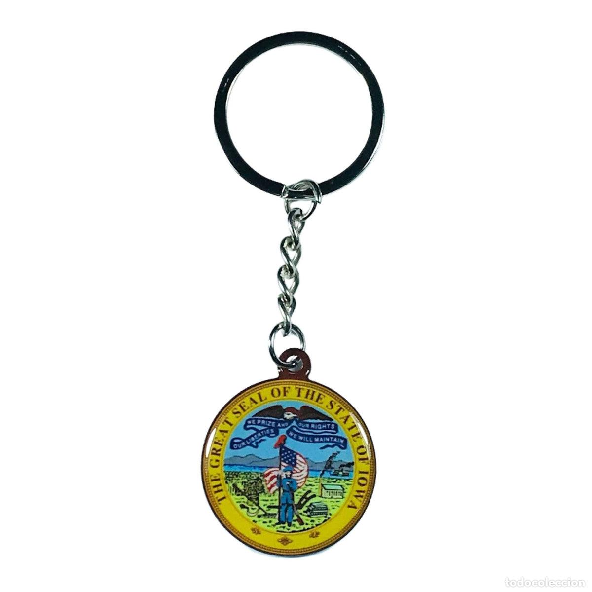 Collection of Keychains: Llavero Metal - Escudo Estado Iowa - USA