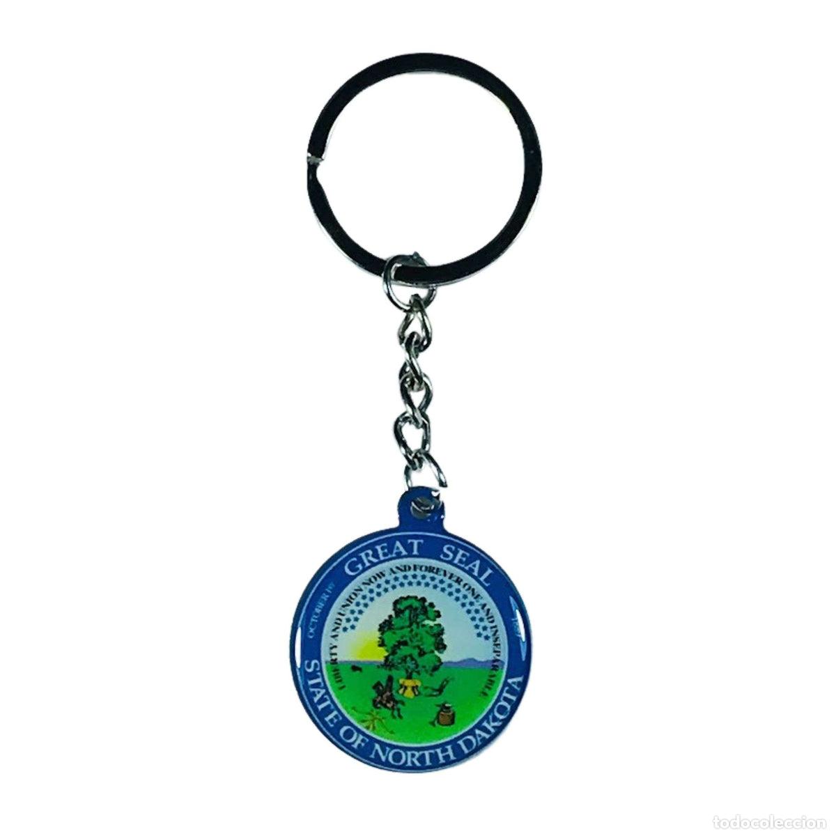 Collection of Keychains: Llavero Metal - Escudo Estado North Dakota - USA