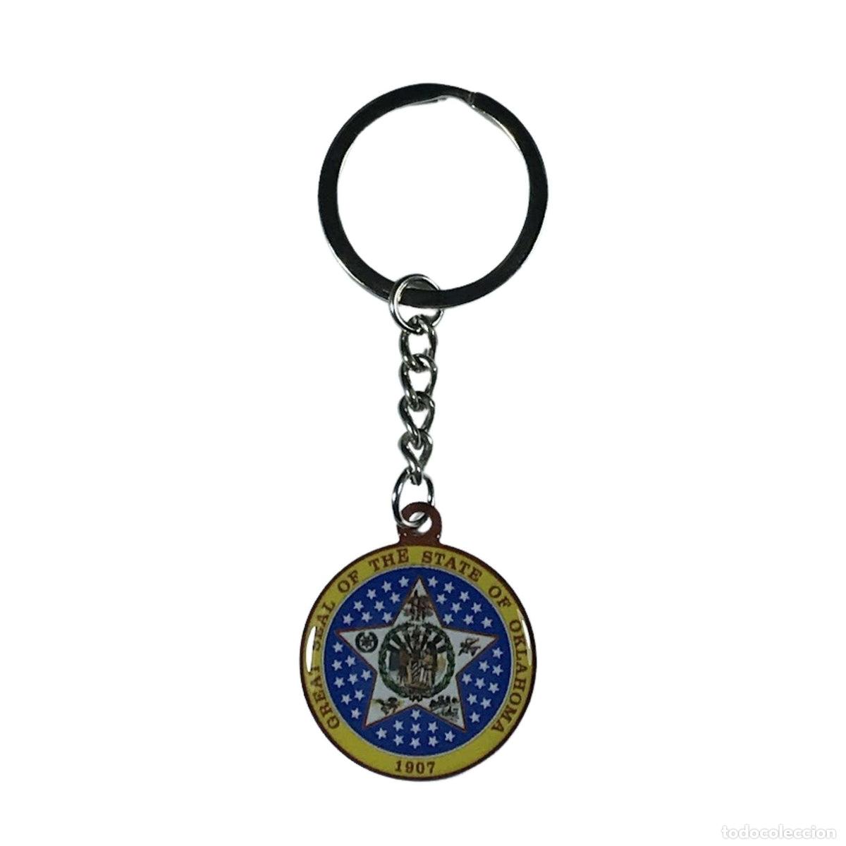 Collection of Keychains: Llavero Metal - Escudo Estado Oklahoma - USA