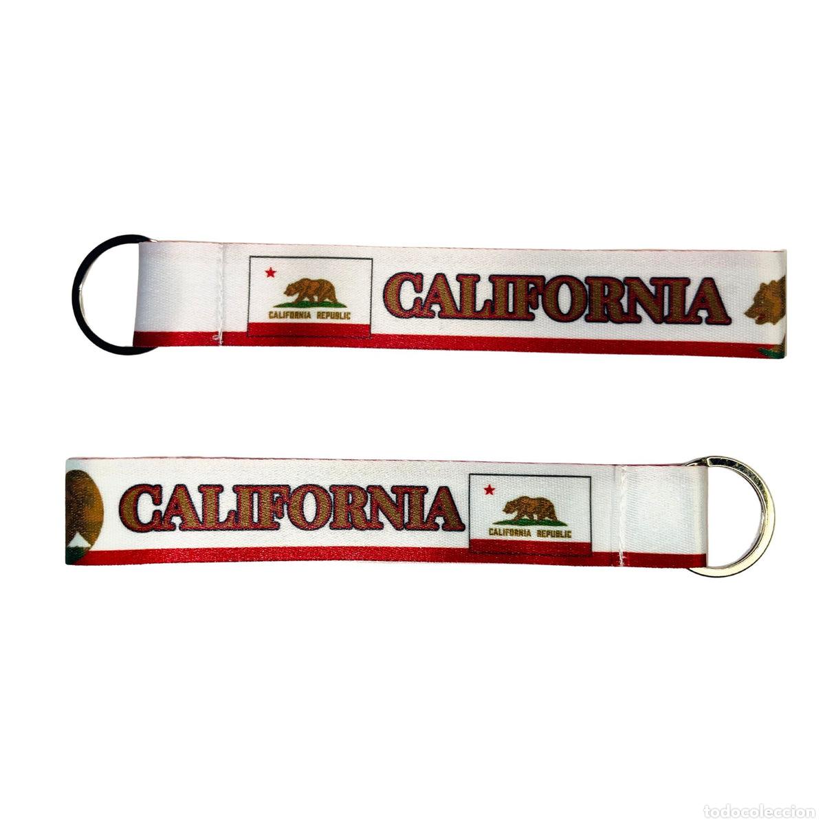 Collection of Keychains: Llavero Tela - Bandera Estado California - USA - K064