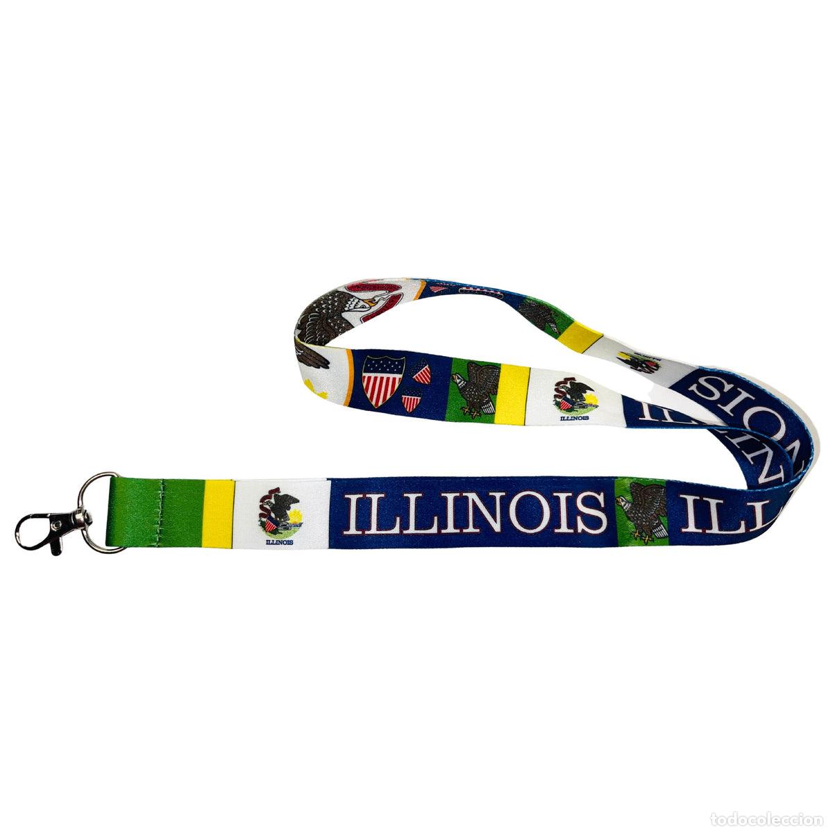 Collection of Keychains: Lanyard - Cinta Cuello - Bandera Estado Illinois - USA - L072