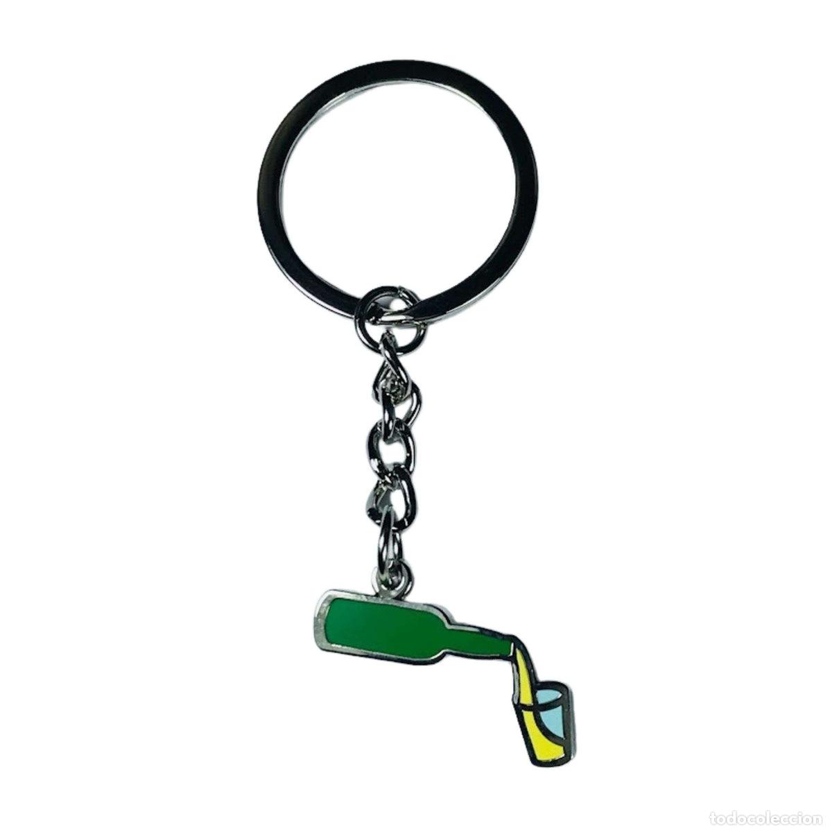 Collection of Keychains: Llavero - Botella de Sidra Y Vaso Asturias