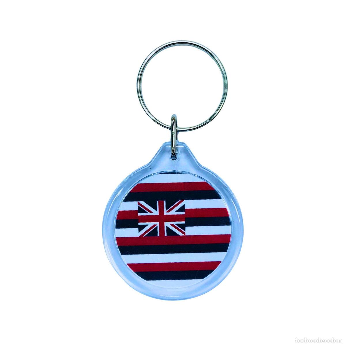 Collection of Keychains: Llavero Acr&iacute;lico Redondo - Bandera Estado Hawaii - USA
