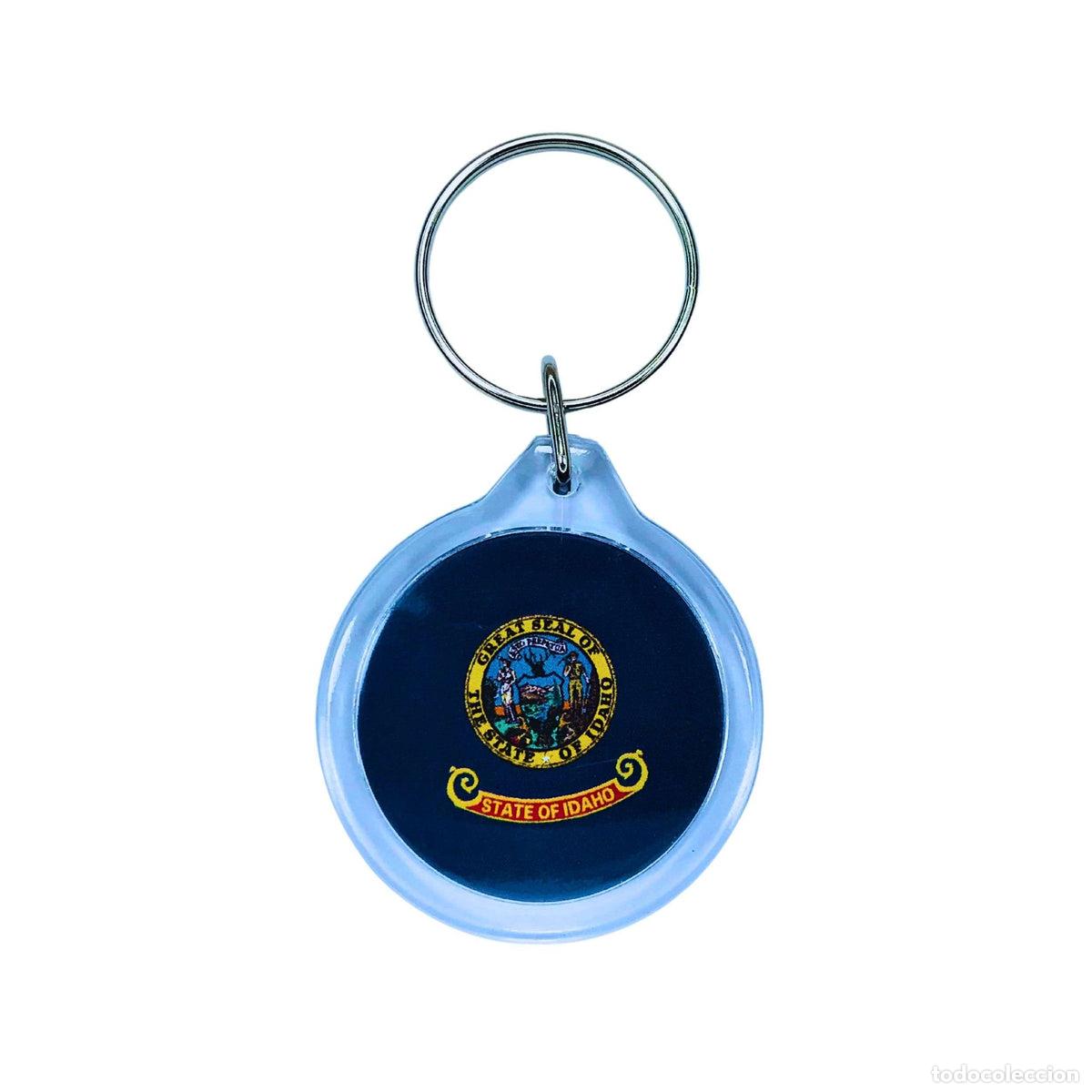 Collection of Keychains: Llavero Acr&iacute;lico Redondo - Bandera Estado Idaho - USA