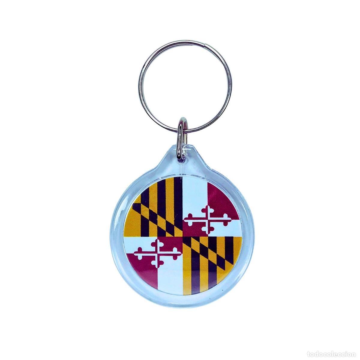 Sammlung von Schl&uuml;sselanh&auml;ngern: Llavero Acr&iacute;lico Redondo - Bandera Estado Maryland - USA