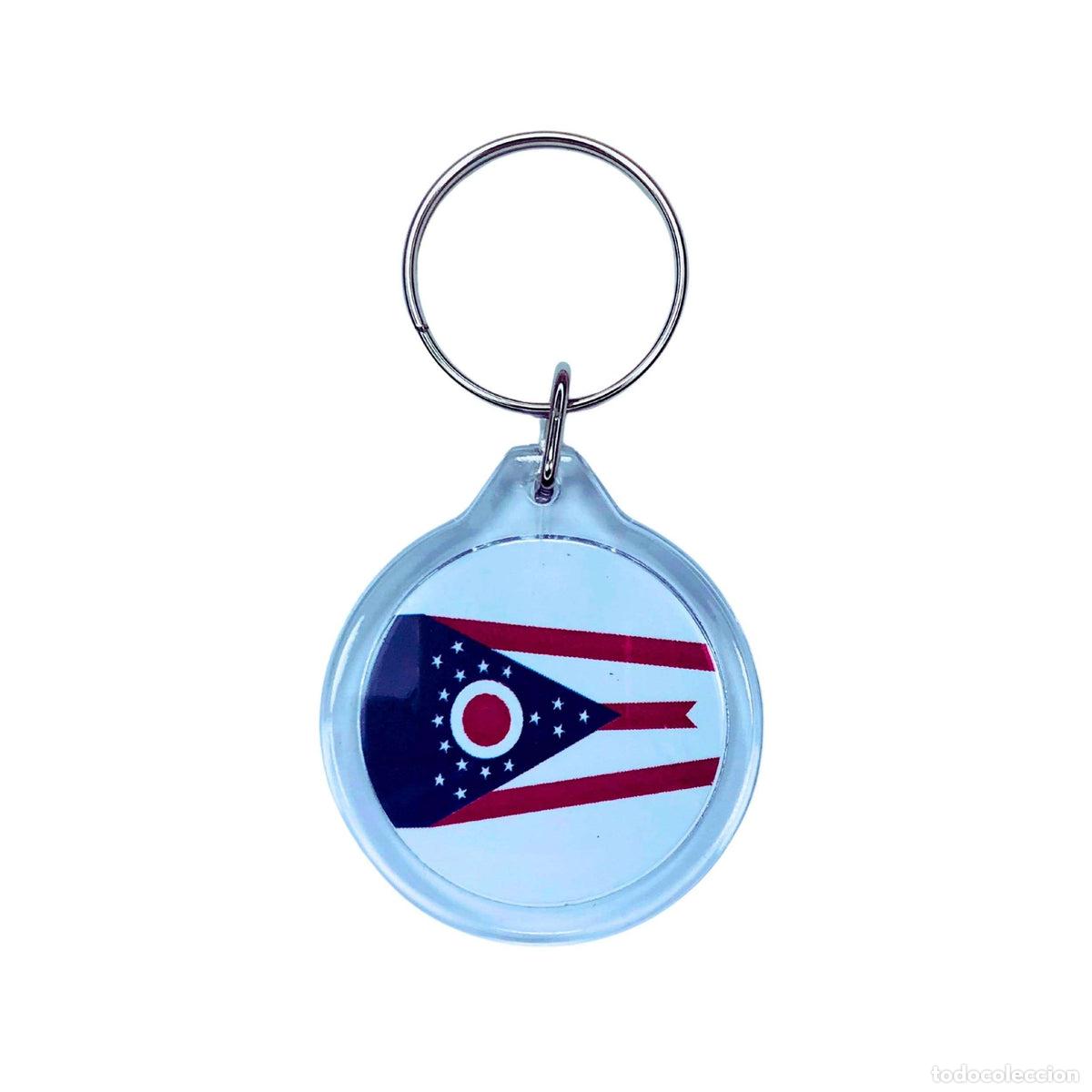 Sammlung von Schl&uuml;sselanh&auml;ngern: Llavero Acr&iacute;lico Redondo - Bandera Estado Ohio - USA