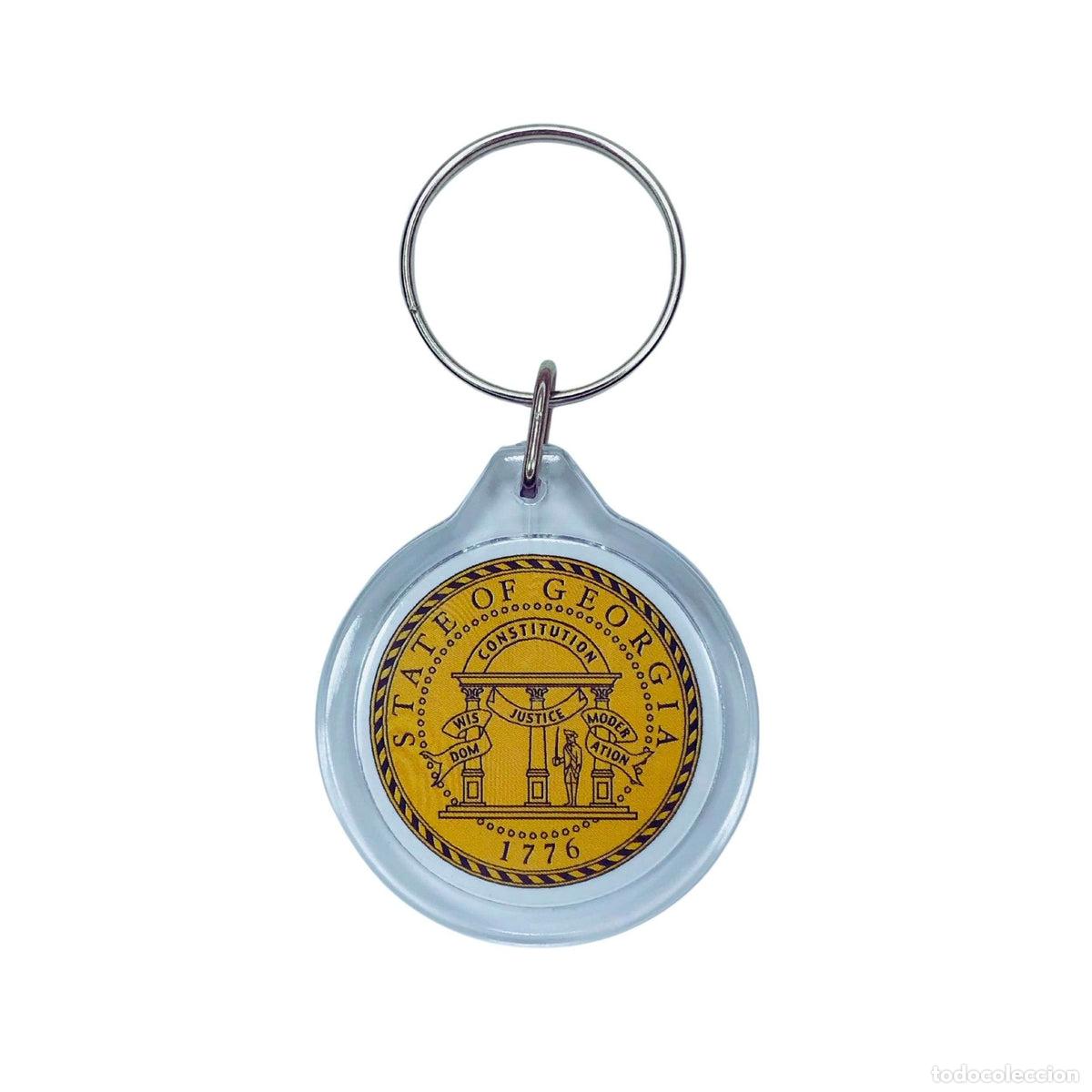Sammlung von Schl&uuml;sselanh&auml;ngern: Llavero Acr&iacute;lico Redondo- Escudo Estado Georgia - USA