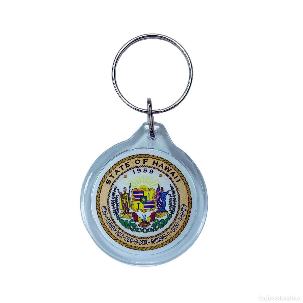 Sammlung von Schl&uuml;sselanh&auml;ngern: Llavero Acr&iacute;lico Redondo- Escudo Estado Hawaii - USA