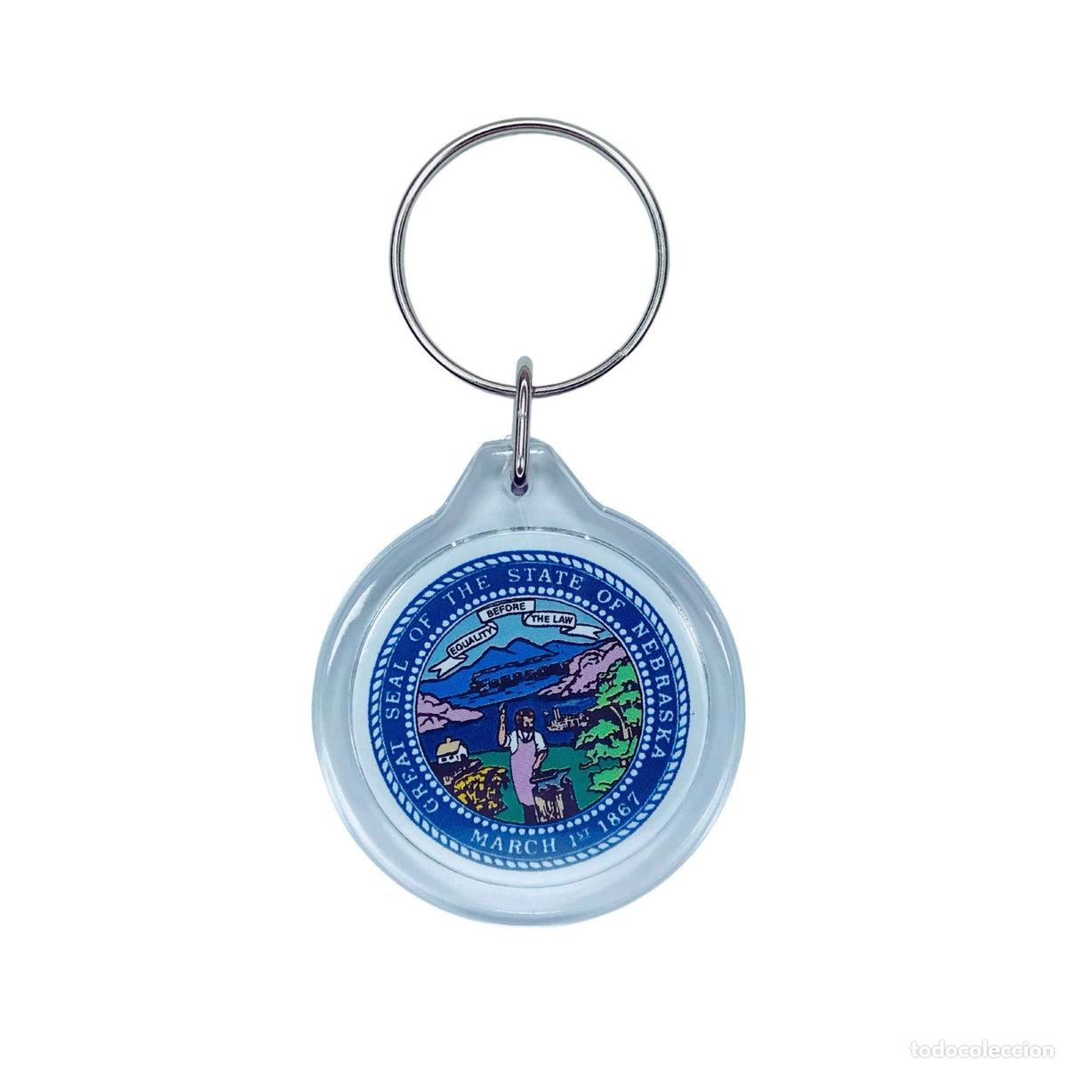 Sammlung von Schl&uuml;sselanh&auml;ngern: Llavero Acr&iacute;lico Redondo- Escudo Estado Nebraska - USA