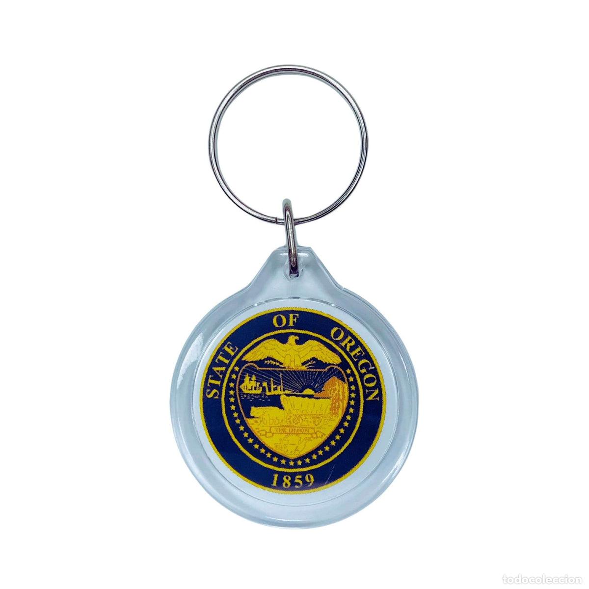 Sammlung von Schl&uuml;sselanh&auml;ngern: Llavero Acr&iacute;lico Redondo- Escudo Estado Oregon - USA
