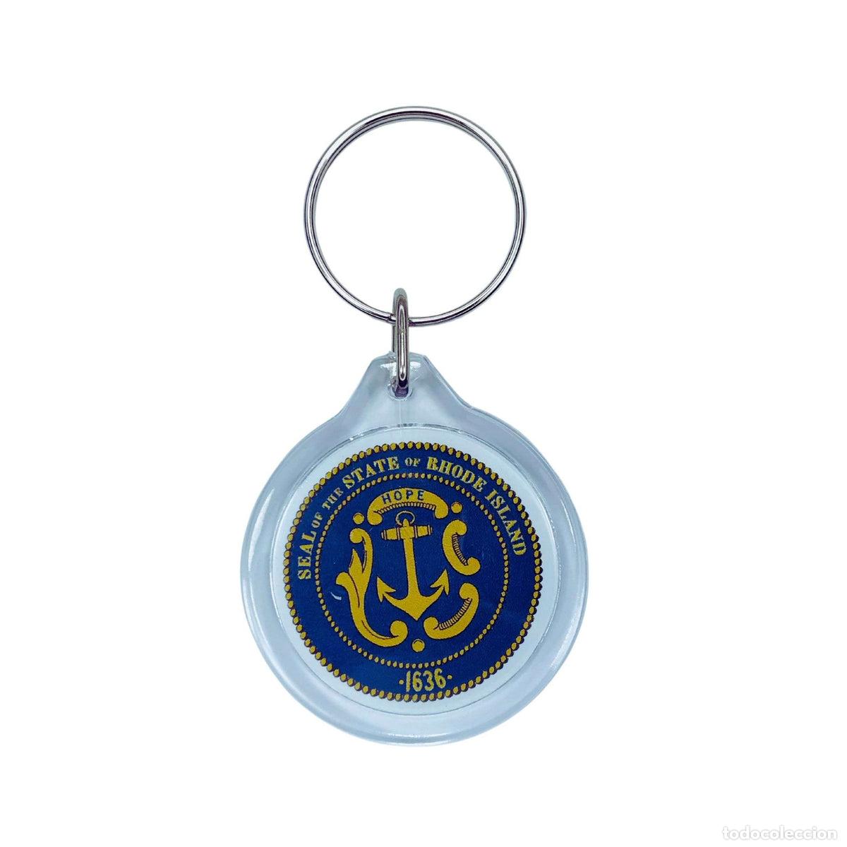 Sammlung von Schl&uuml;sselanh&auml;ngern: Llavero Acr&iacute;lico Redondo- Escudo Estado Rhode Island - USA