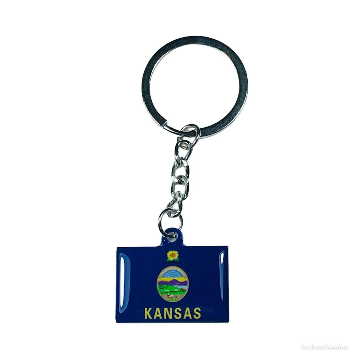 Sammlung von Schl&uuml;sselanh&auml;ngern: Llavero Metal - Bandera Estado Kansas - USA