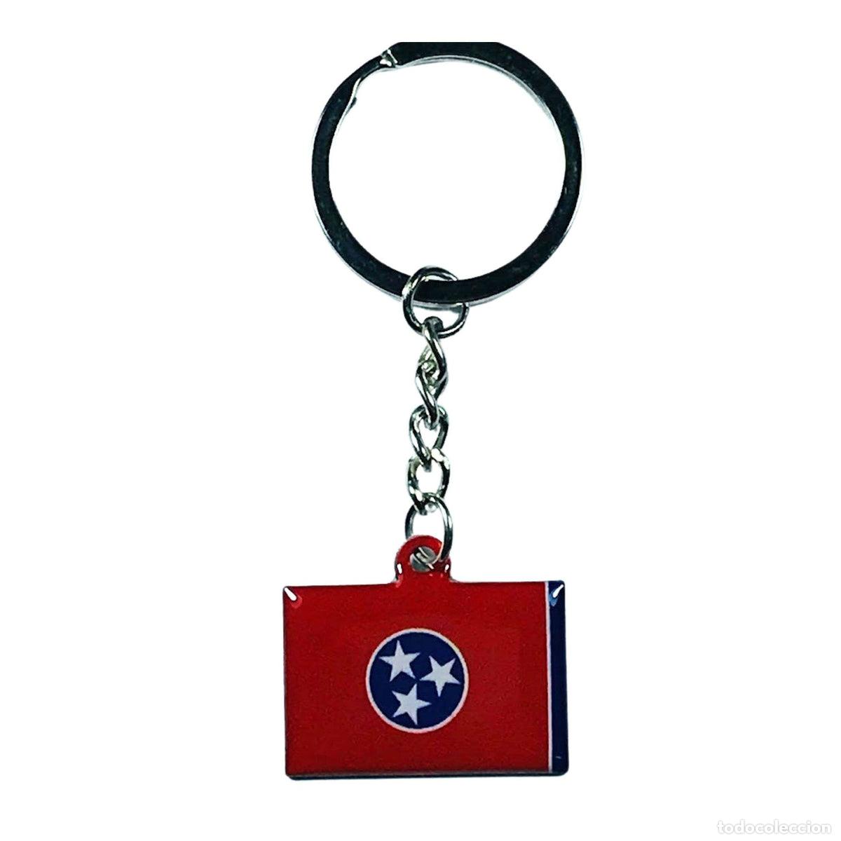 Sammlung von Schl&uuml;sselanh&auml;ngern: Llavero Metal - Bandera Estado Tennessee - USA