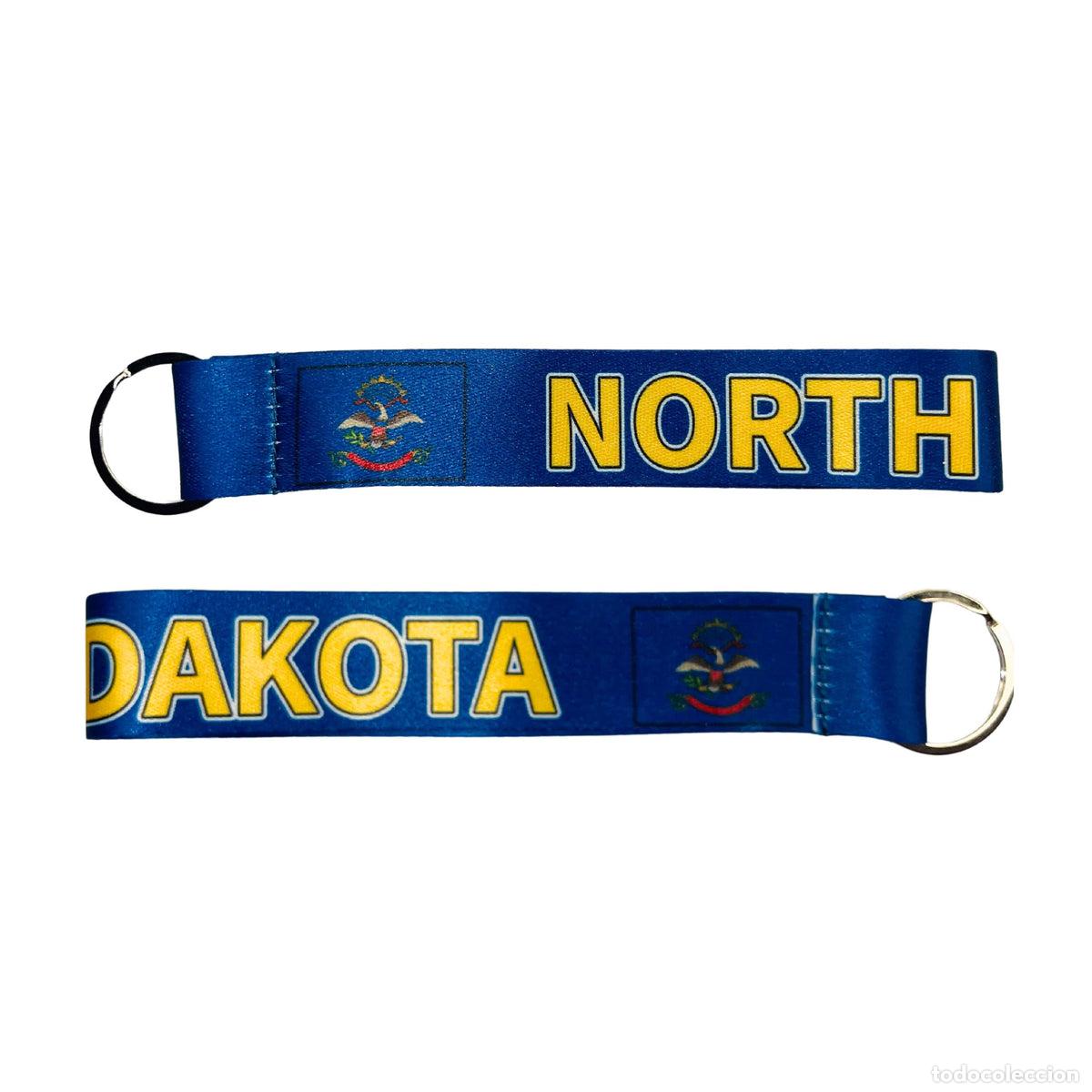 Sammlung von Schl&uuml;sselanh&auml;ngern: Llavero Tela - Bandera Estado North Dakota - USA - K106
