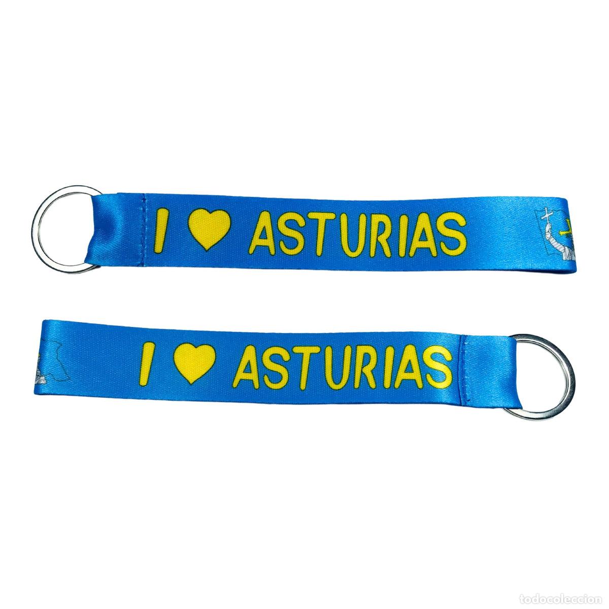 Collection of Keychains: Llavero Tela - I Love Asturias Bandera Rey Pelayo - K050