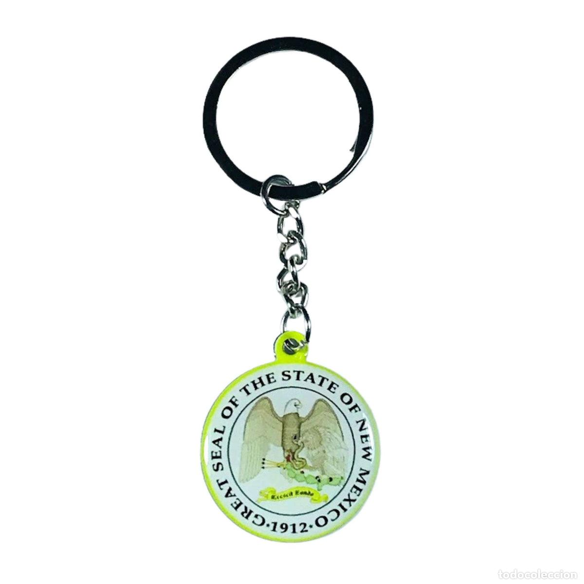 Collection of Keychains: Llavero Metal - Escudo Estado New Mexico - USA