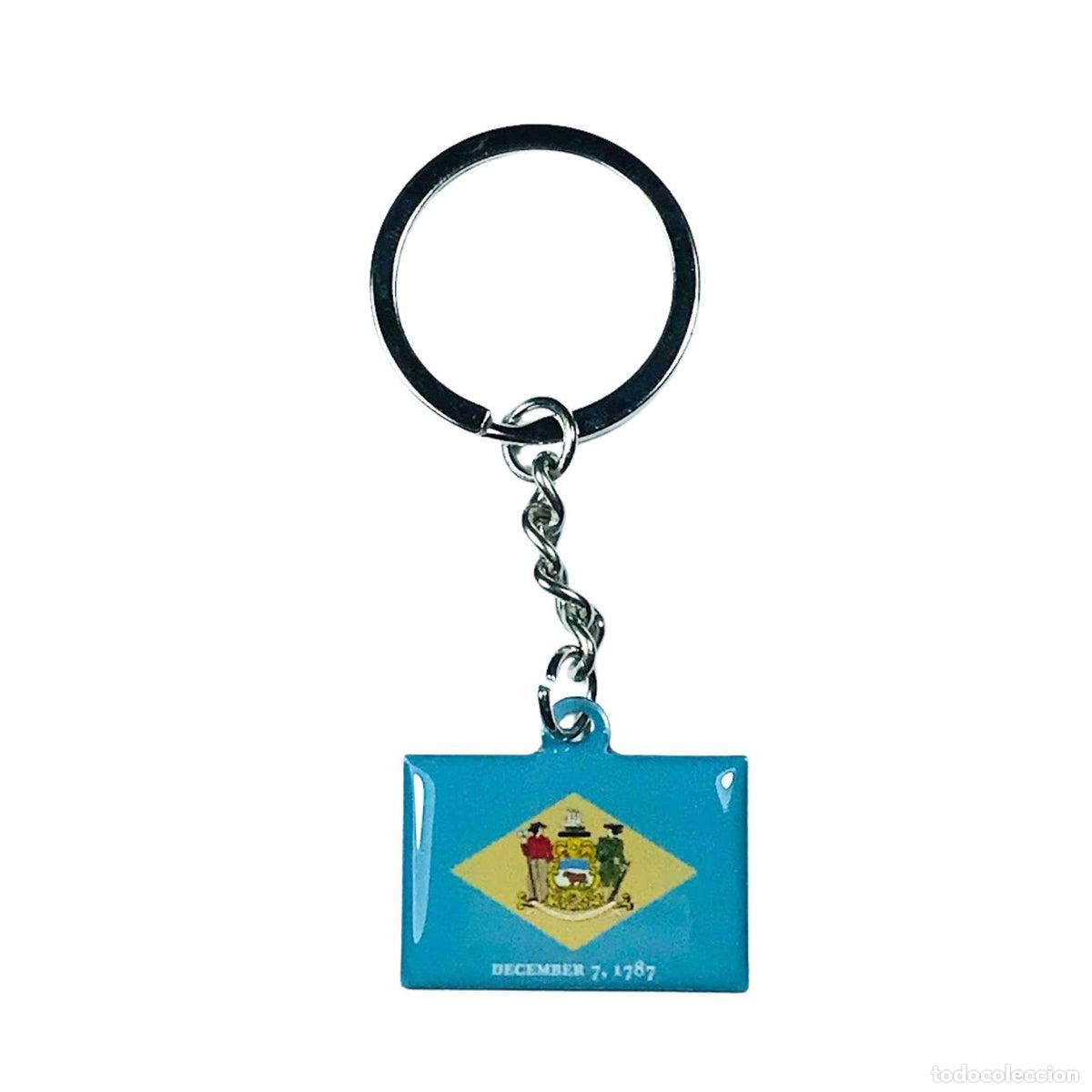 Collection of Keychains: Llavero Metal - Bandera Estado delaware - USA