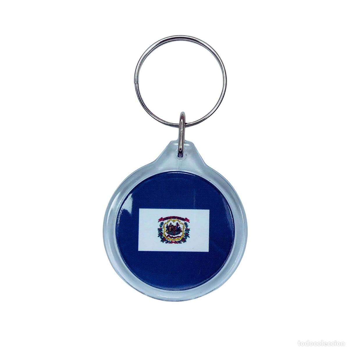 Collection of Keychains: Llavero Acr&iacute;lico Redondo - Bandera Estado West Virginia - USA
