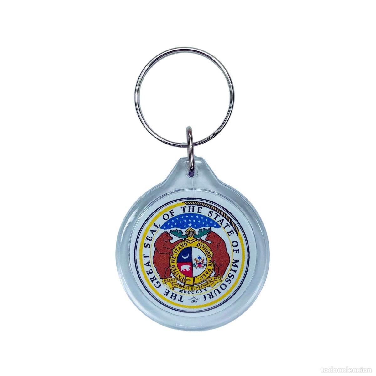 Collection of Keychains: Llavero Acr&iacute;lico Redondo- Escudo Estado Missouri - USA