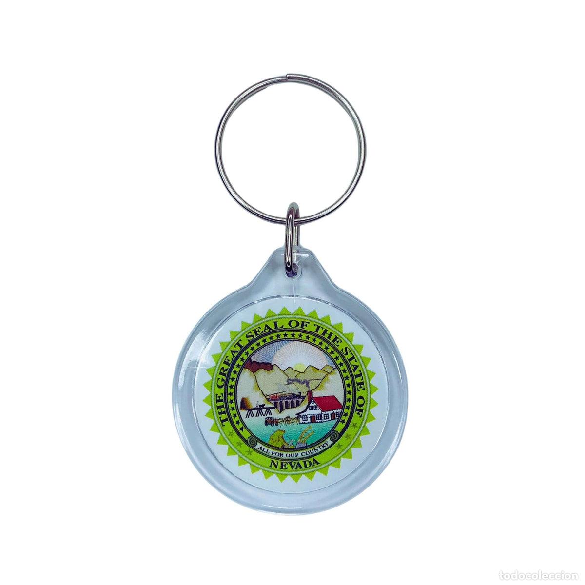 Collection of Keychains: Llavero Acr&iacute;lico Redondo- Escudo Estado Nevada - USA