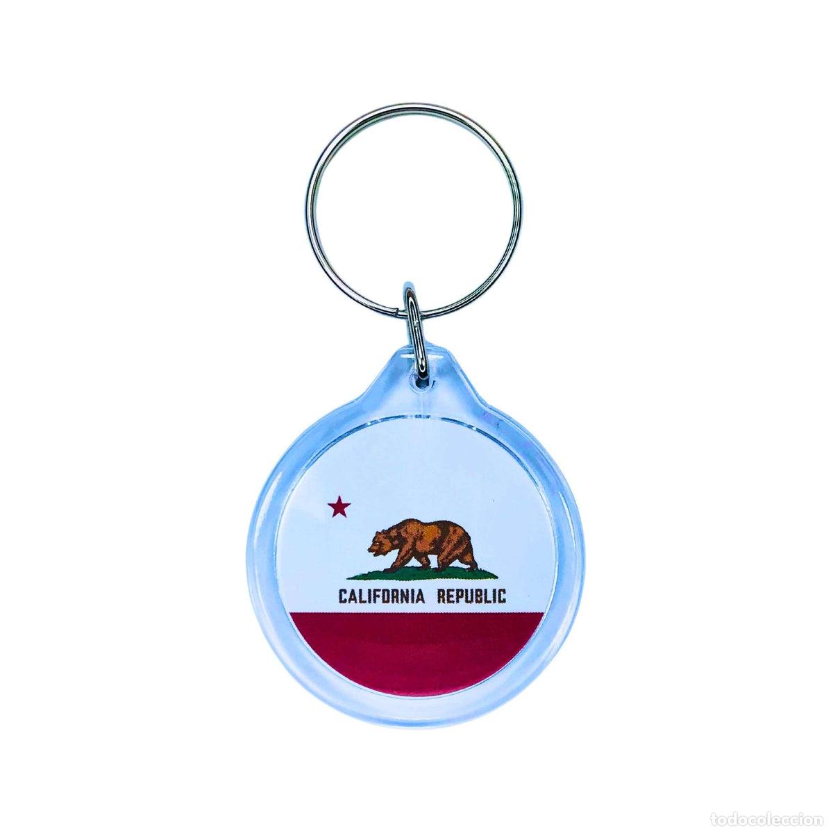 Collection of Keychains: Llavero Acr&iacute;lico Redondo&nbsp; - Bandera Estado California - USA