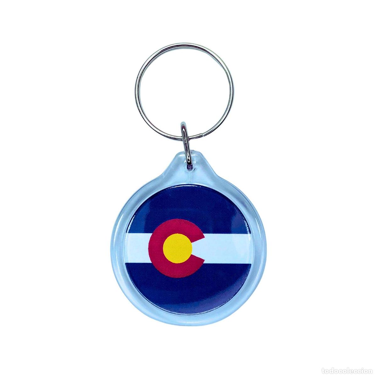 Collection of Keychains: Llavero Acr&iacute;lico Redondo&nbsp; - Bandera Estado Colorado - USA