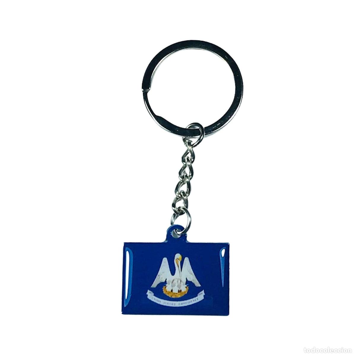 Collection of Keychains: Llavero Metal - Bandera Estado Louisiana - USA