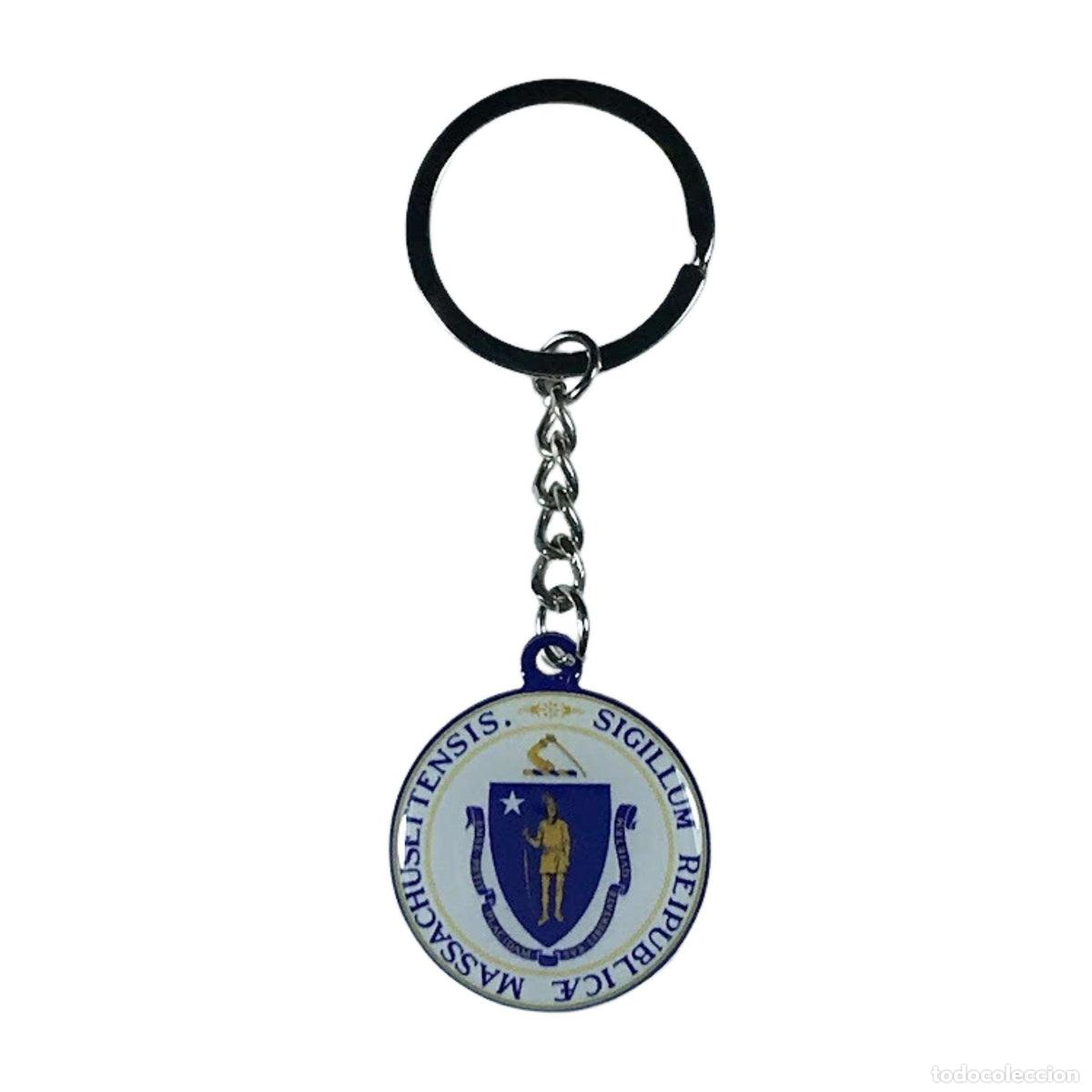 Collection of Keychains: Llavero Metal - Escudo Estado Massachusetts - USA