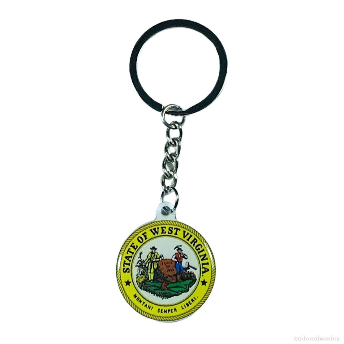 Collection of Keychains: Llavero Metal - Escudo Estado West Virginia- USA