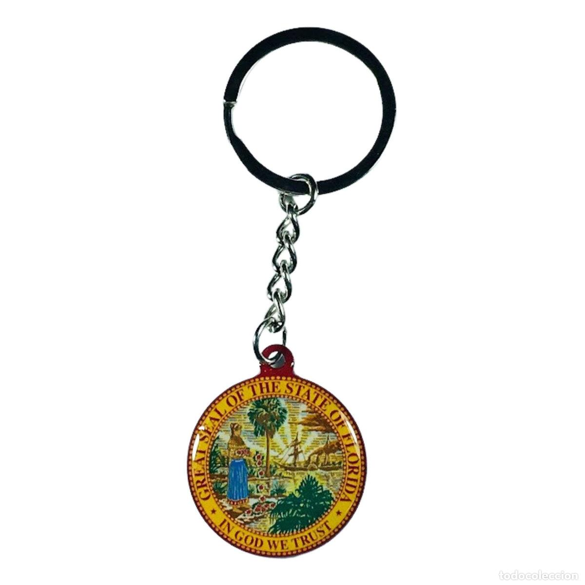Collection of Keychains: Llavero Metal - Escudo Estado Florida - USA