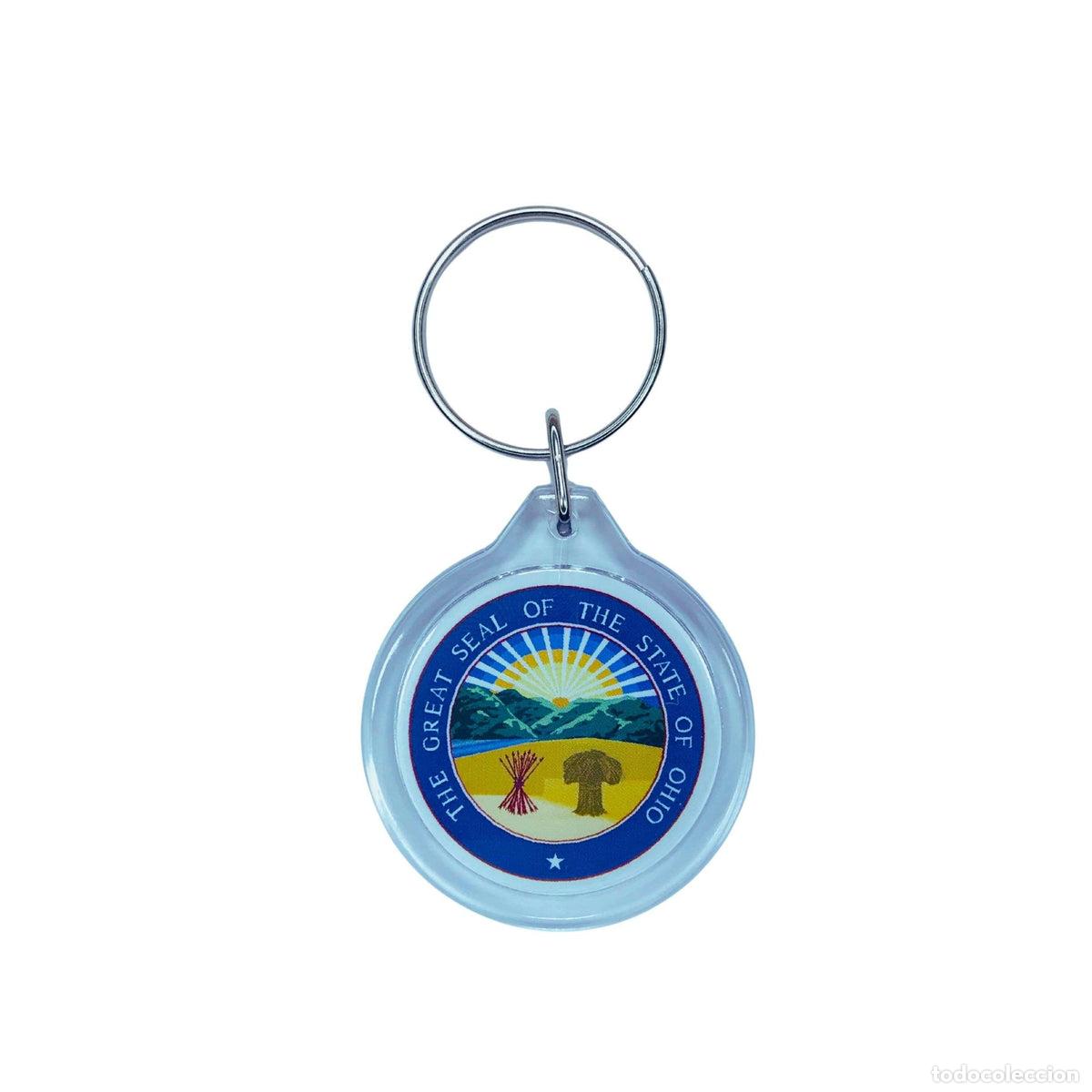 Collection of Keychains: Llavero Acr&iacute;lico Redondo- Escudo Estado Ohio - USA