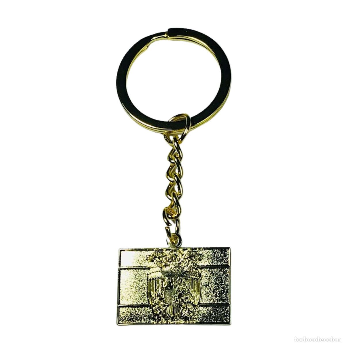 Collection of Keychains: Llavero Color Oro - Bandera Espa&ntilde;ola Aguila de San Juan - Espa&ntilde;a